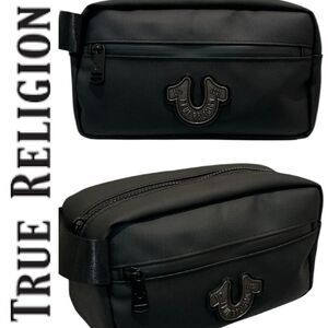 True Religion Cleat Horseshoe Logo Dopp Bag- Black